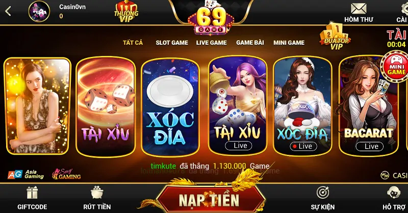 Giao diện thiết kế đơn giản và thân thiện của cổng game Game69 Club