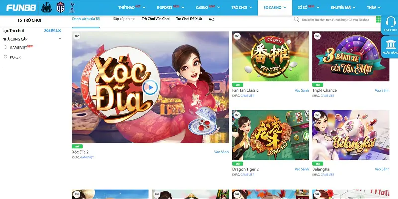 Kho game siêu vui tại nhà cái Fun88