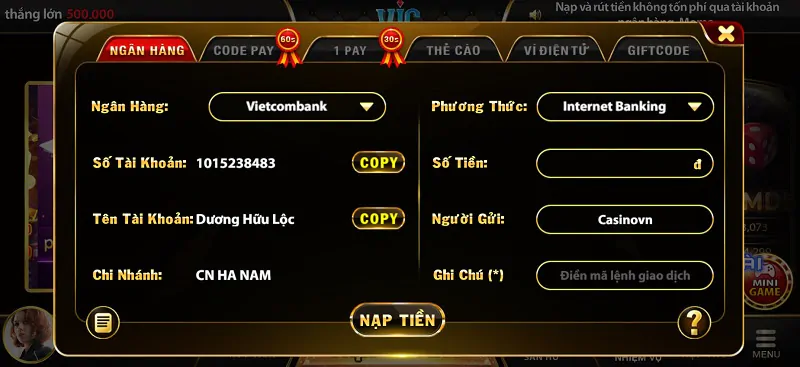 Nạp tiền VIC WIN