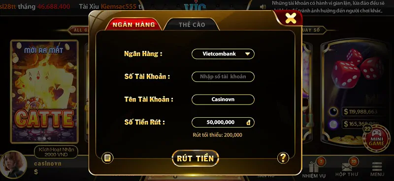 Rút tiền VIC WIN