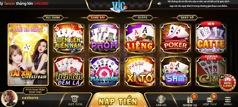 Hệ thống game bài VIC WIN