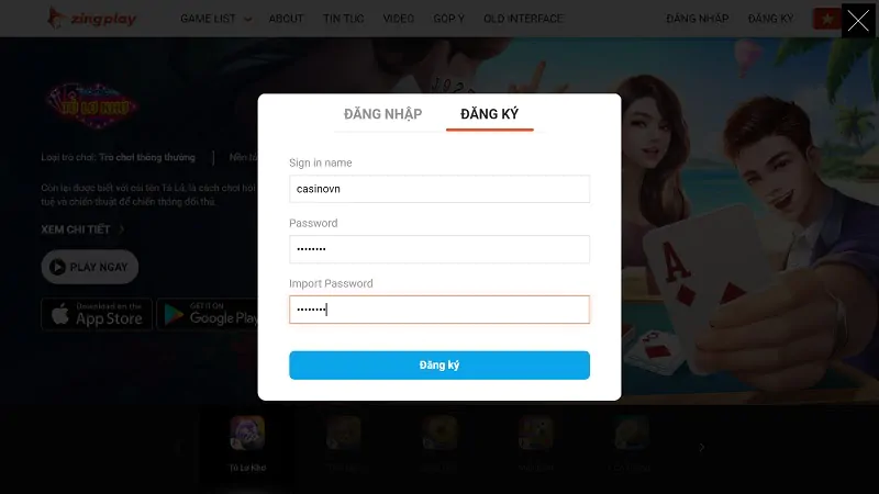 Đăng ký Zing Play