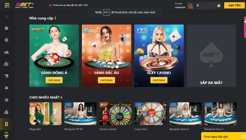 Sòng Casino tại nhà cái Nbet