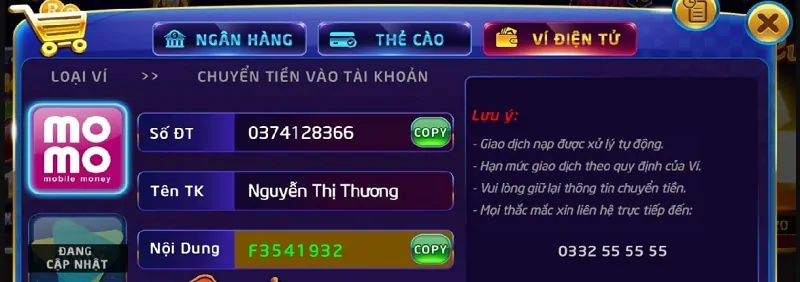 Nạp tiền Bon vip