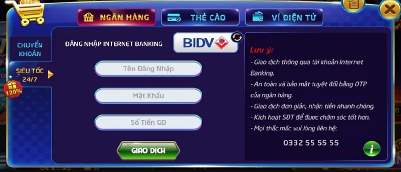 Rút tiền Bon vip