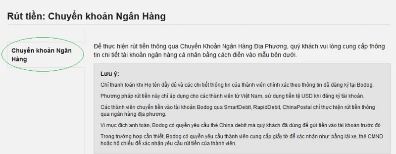 Rút tiền Bodog