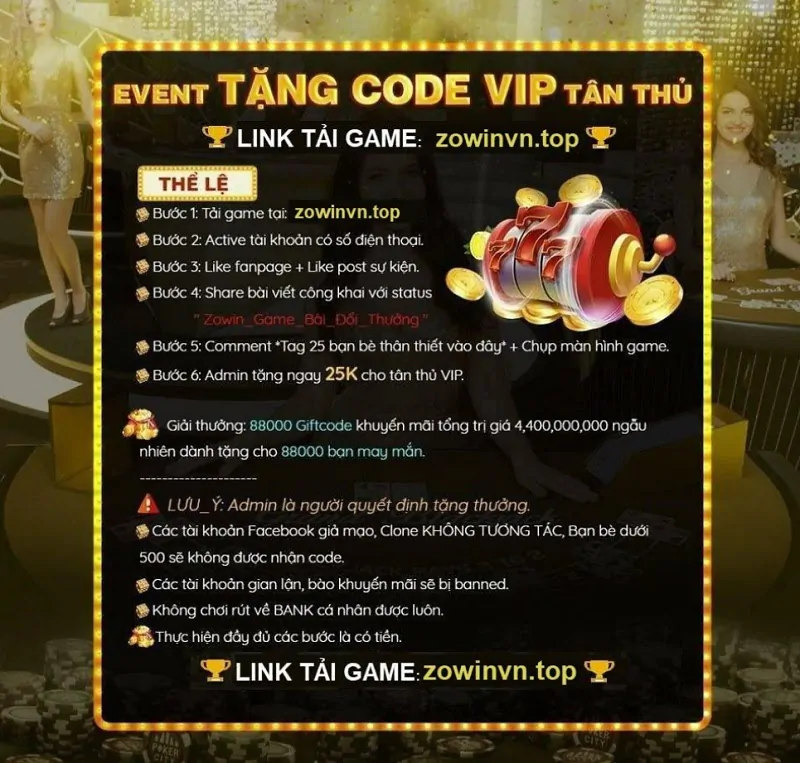 Thể lệ nhận giftcode tân thủ tại cổng game Zowin