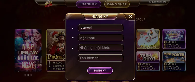 Hướng dẫn cách đăng ký tài khoản chơi đơn giản tại cổng game Sunvin