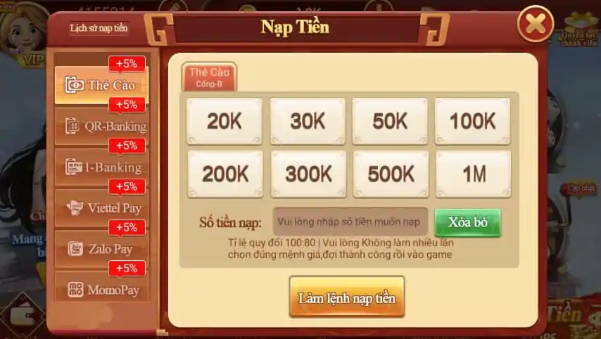 Các bước nạp tiền tại cổng game đơn giản và nhanh chóng