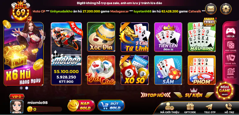 Kho game đổi thưởng cực khủng của BIG69 CLUB