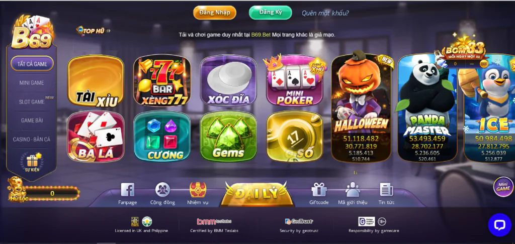 Giao diện của cổng game có tông màu thoải mái