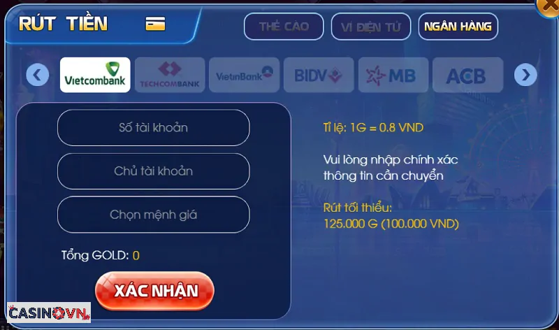 Rút tiền không bị mất phí tại cổng game bài trực tuyến