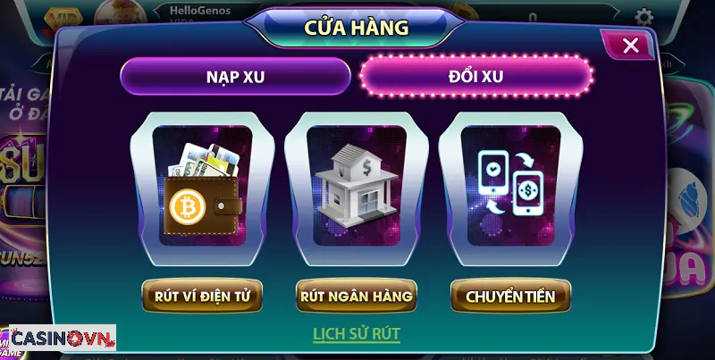 Quy trình rút tiền miễn phí tại cổng game bài Sun52