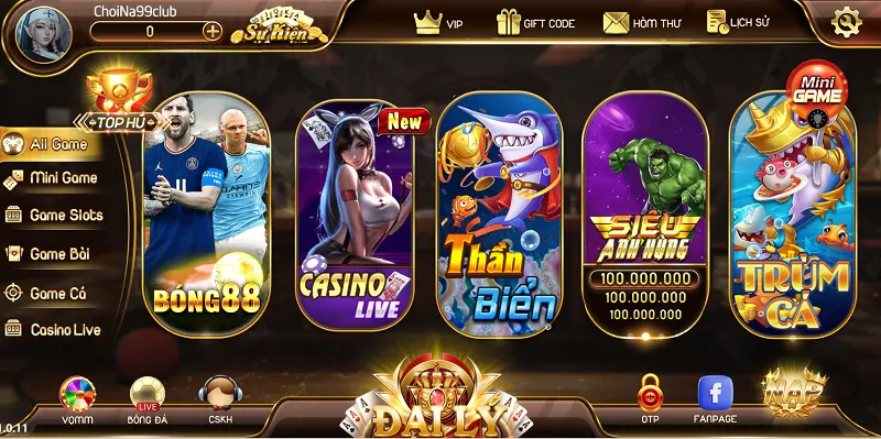 Giao diện cuốn hút và cực bắt mắt của cổng game