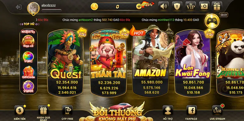 Hạng mục game slots với nhiều trò chơi có nội dung mới lạ