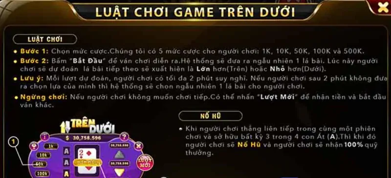 Hướng dẫn luật chơi game Game bài trên dưới dễ hiểu cho anh em tân thủ